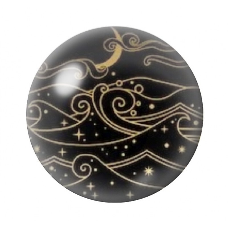Cabochon en Verre Illustré Lune 12 à 25mm