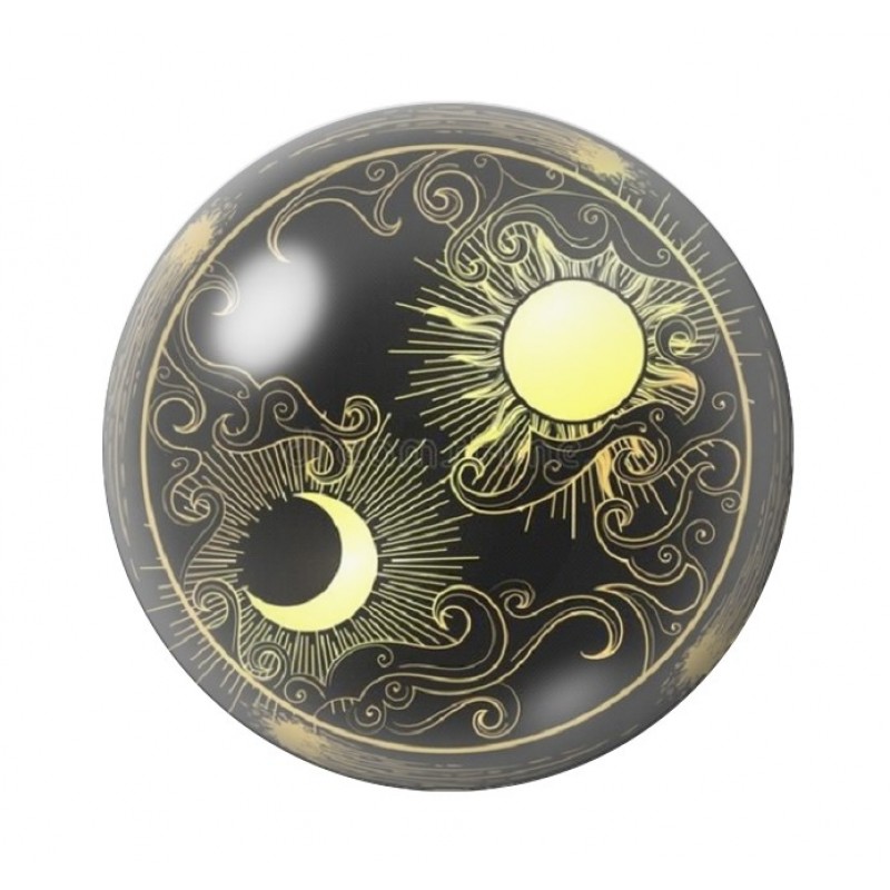 Cabochon en Verre Illustré Soleil Lune 12 à 25mm