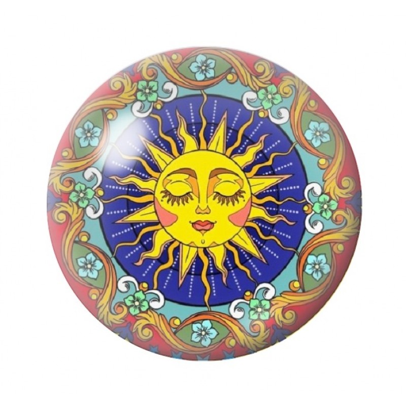 Cabochon en Verre Illustré Soleil 12 à 25mm