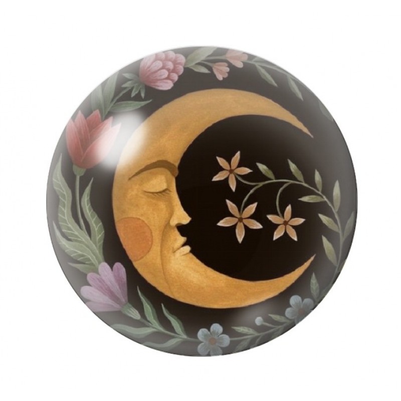 Cabochon en Verre Illustré Lune 12 à 25mm