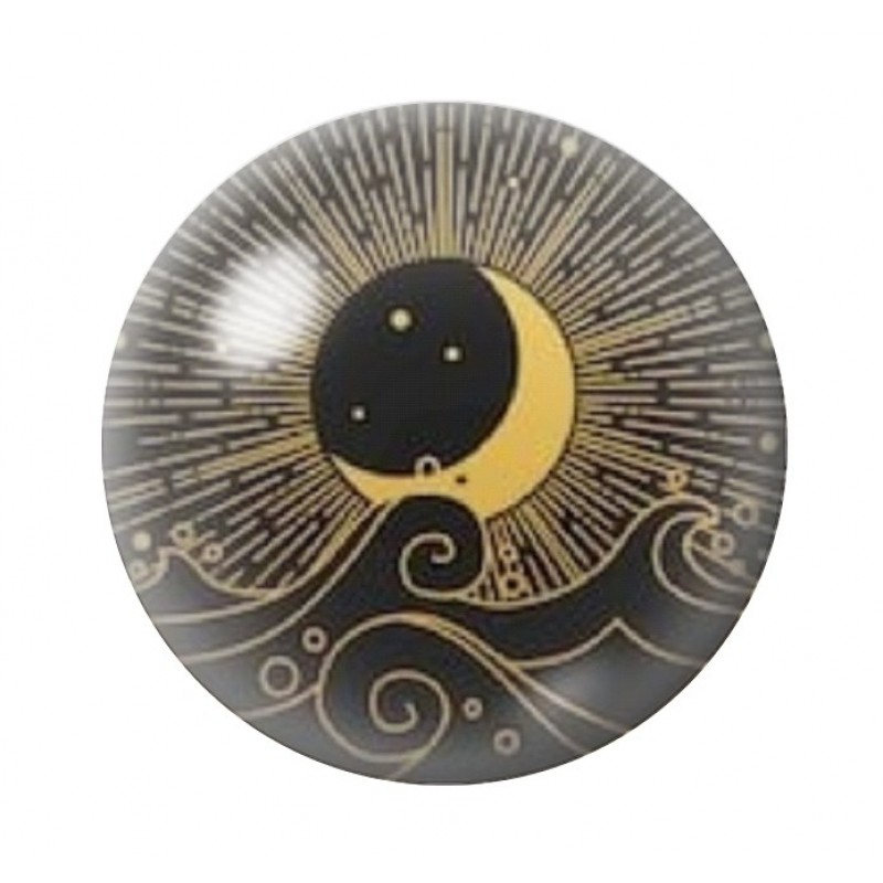 Cabochon en Verre Illustré Soleil Lune 12 à 25mm