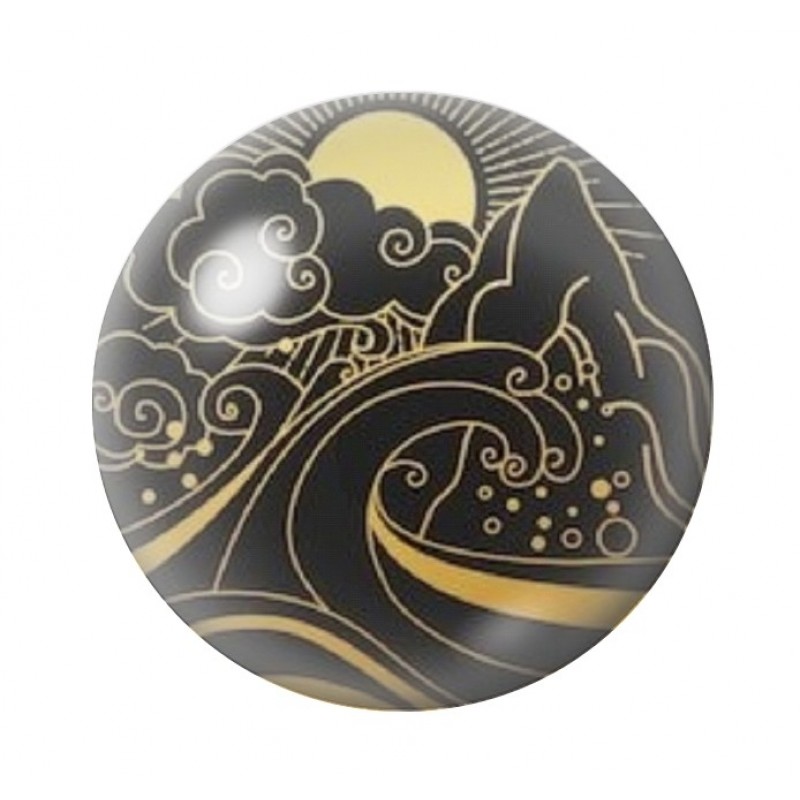 Cabochon en Verre Illustré Soleil Mer 12 à 25mm