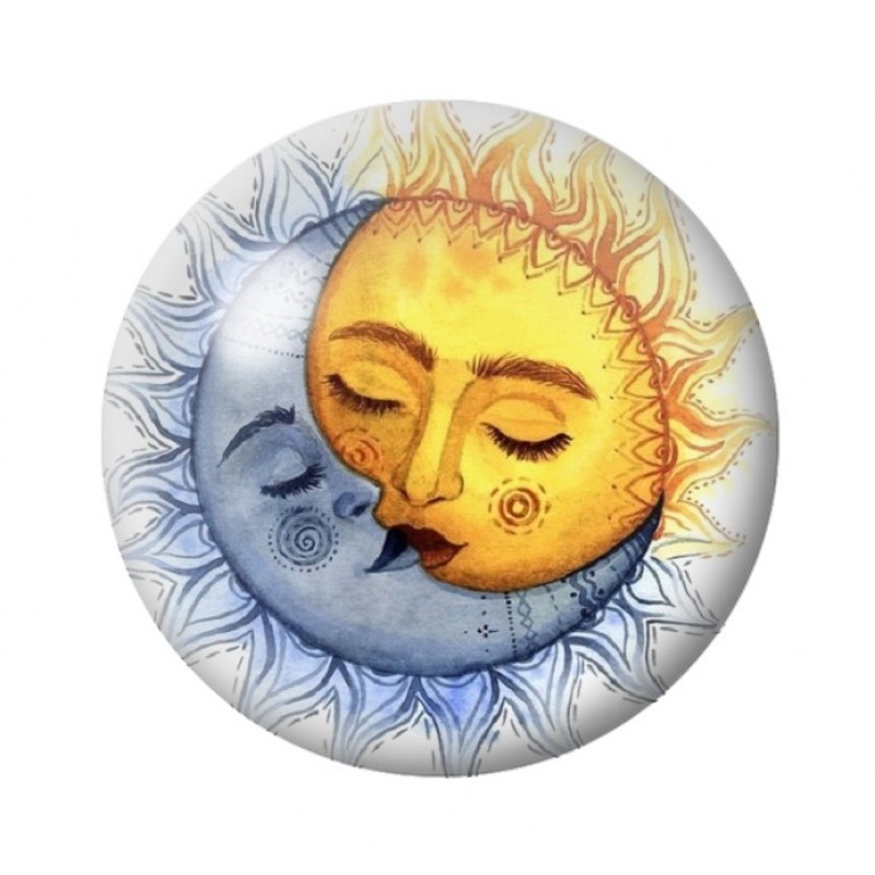 Cabochon en Verre Illustré Soleil Lune 12 à 25mm