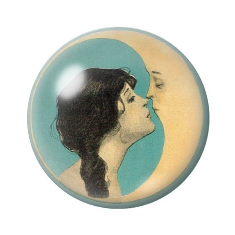 Cabochon en Verre Illustré Baiser Lune 12 à 25mm
