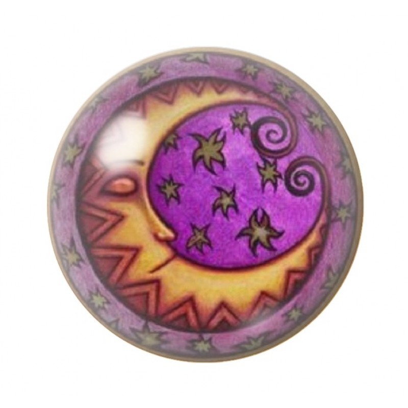 Cabochon en Verre Illustré Lune 12 à 25mm
