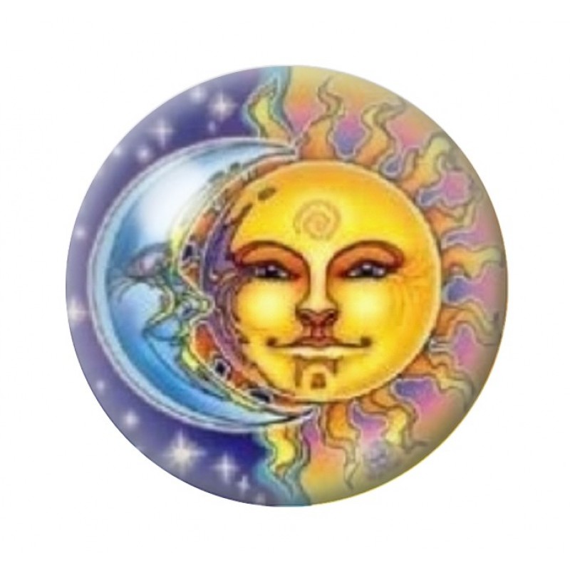 Cabochon en Verre Illustré Soleil Lune 12 à 25mm