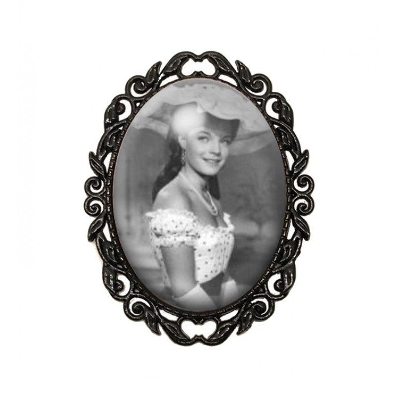 Broche Noire avec Cabochon en Verre Sissi