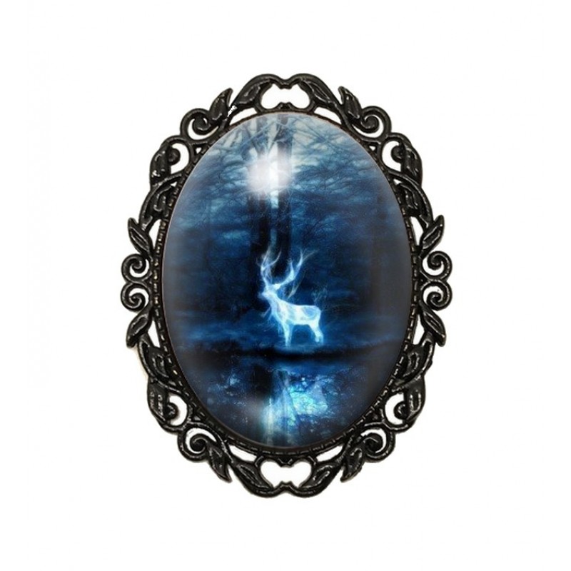 Broche Noire avec Cabochon en Verre Harry Potter