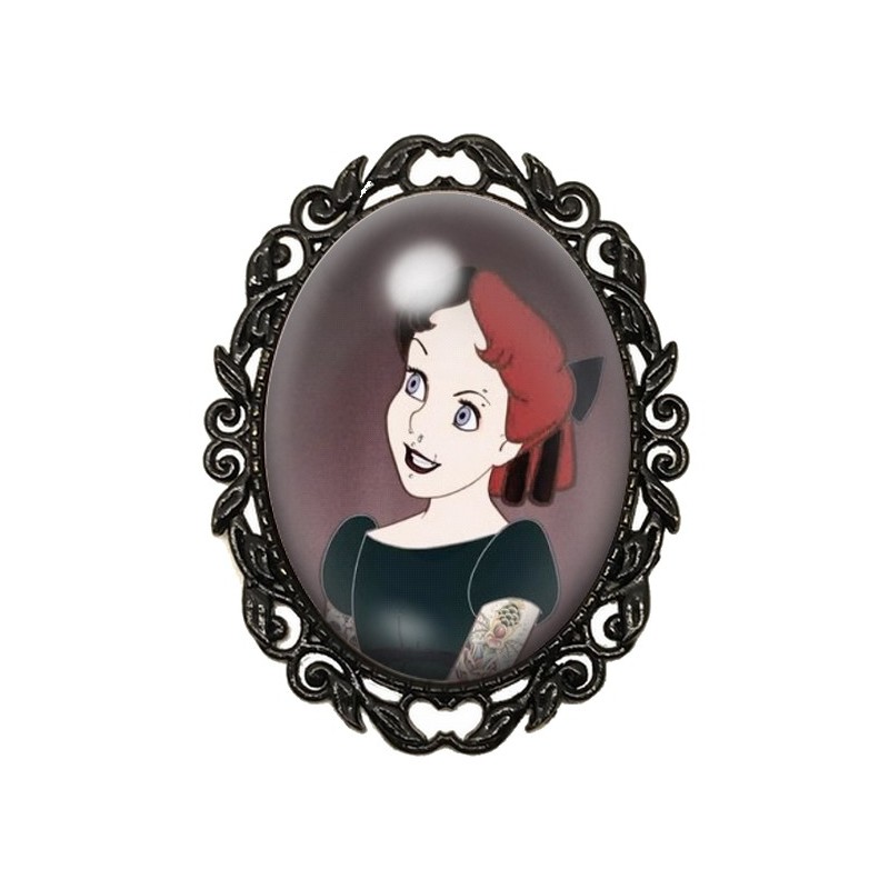 Broche Noire avec Cabochon en Verre Wendy Gothique