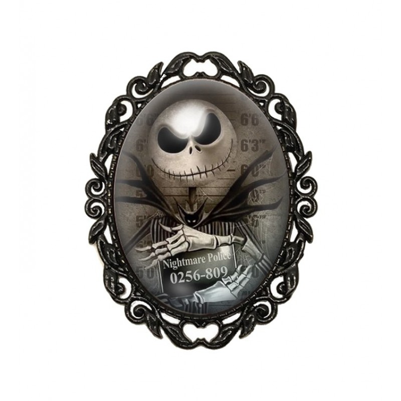 Broche Noire avec Cabochon en Verre Jack Gothique
