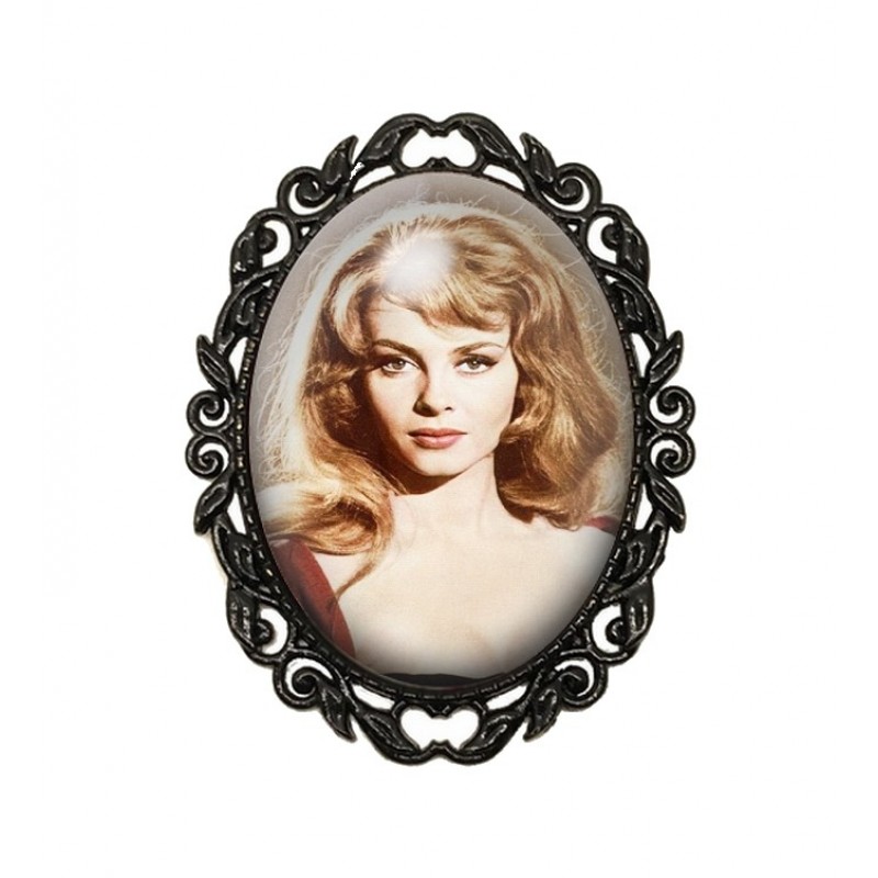 Broche Noire avec Cabochon en Verre Angélique Michèle Mercier