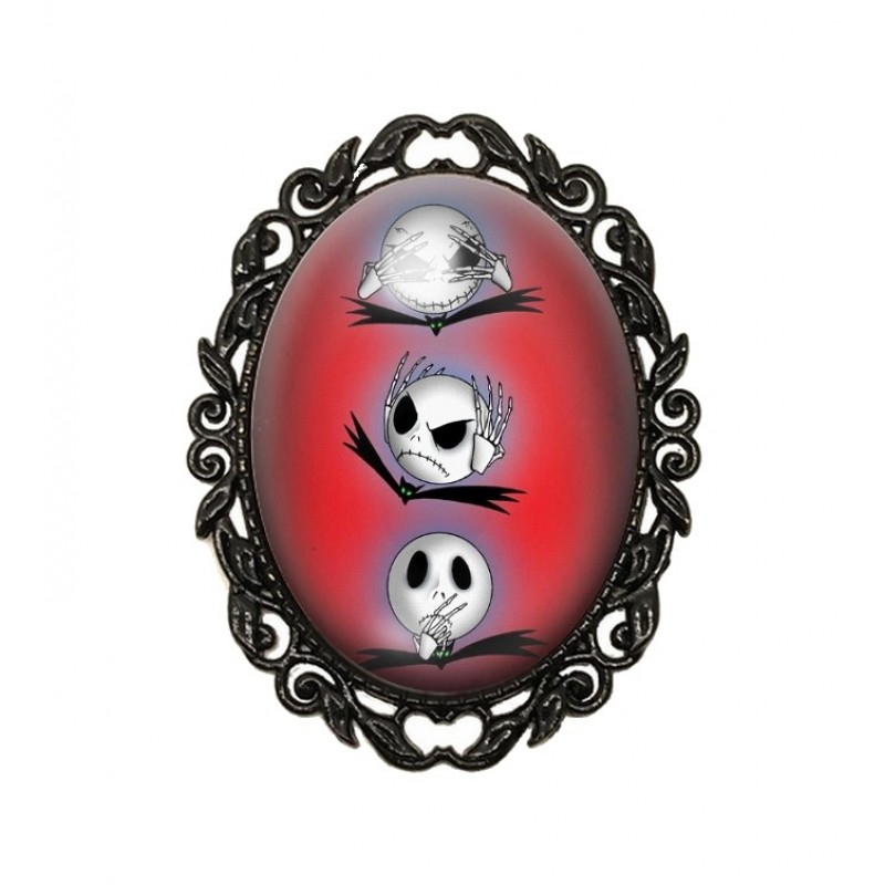 Broche Noire avec Cabochon en Verre Jack Gothique