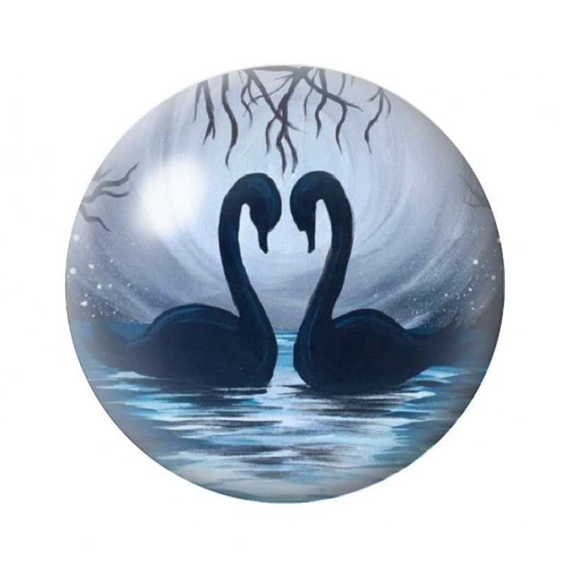 Cabochon en Verre Illustré Cygnes Amour St Valentin 12 à 25mm