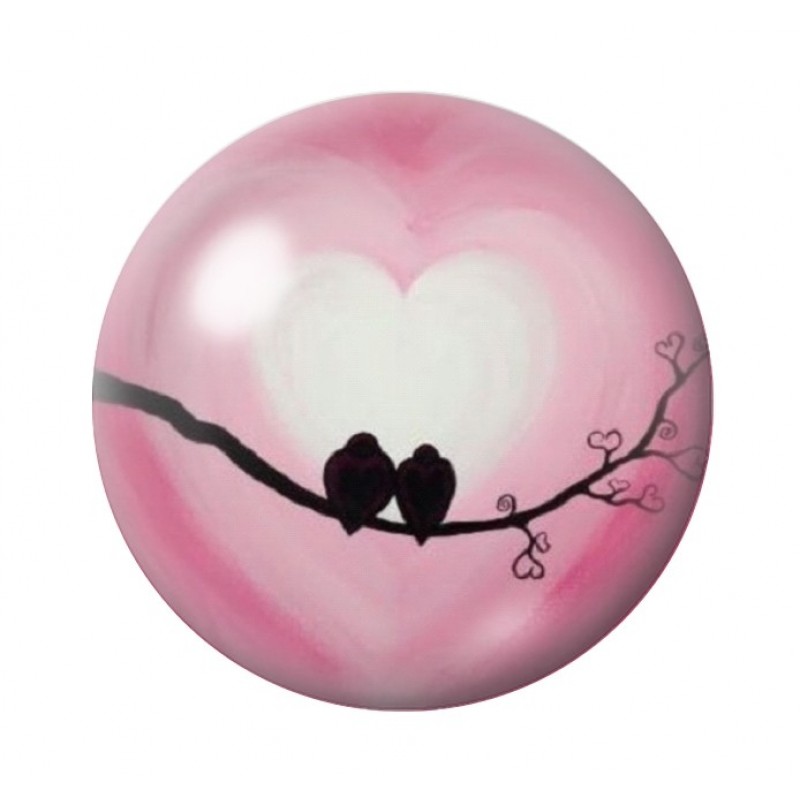 Cabochon en Verre Illustré Oiseaux Amour St Valentin 12 à 25mm