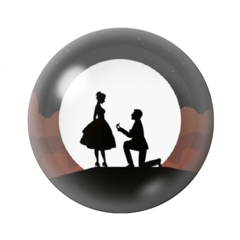 Cabochon en Verre Illustré Demande en Mariage Amour St Valentin 12 à 25mm