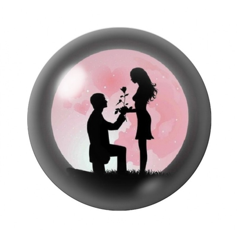 Cabochon en Verre Illustré Couple Amour St Valentin 12 à 25mm