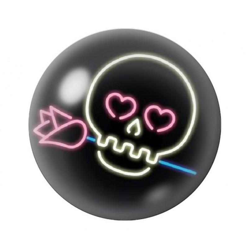 Cabochon en Verre Illustré Tête de Mort Amour St Valentin 12 à 25mm