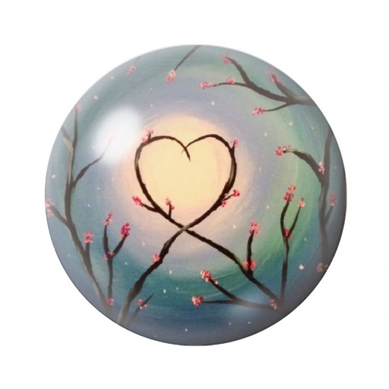 Cabochon en Verre Illustré Branches Coeur Amour St Valentin 12 à 25mm