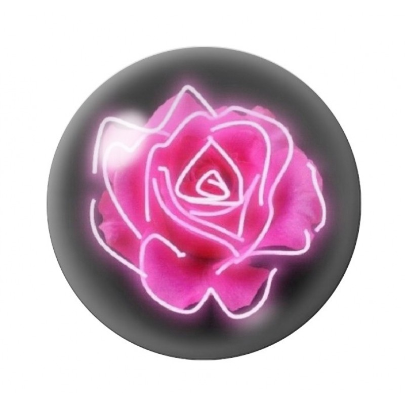 Cabochon en Verre Illustré Rose Amour St Valentin 12 à 25mm