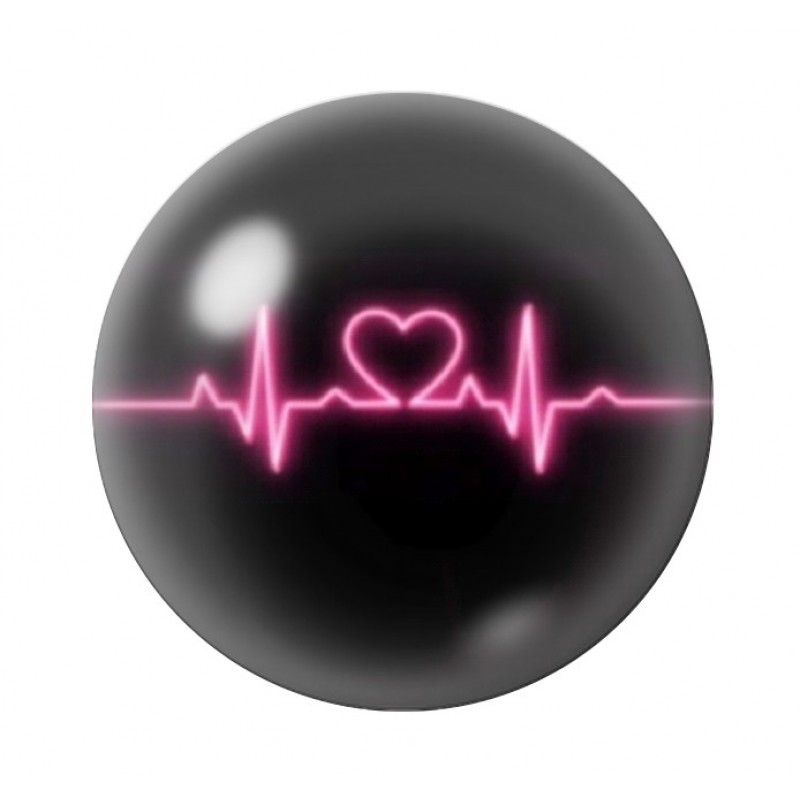 Cabochon en Verre Illustré Rythme Cardiaque  Amour St Valentin 12 à 25mm