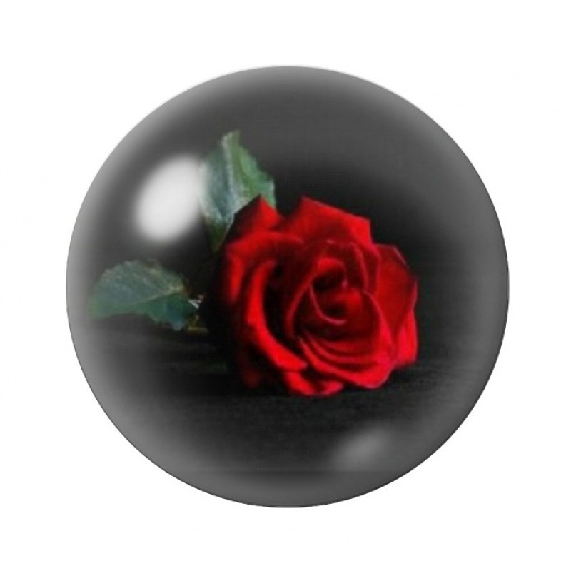 Cabochon en Verre Illustré Rose Rouge Amour St Valentin 12 à 25mm