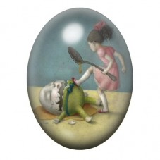 Cabochon en Verre Illustré Petite Fille Château de Cartes Étrange 13x18, 18x25 ou 30x40mm