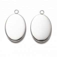 Support Pendentif Argenté en Acier Inoxydable pour Cabochon 18x25mm