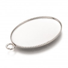 Support Pendentif Argenté en Acier Inoxydable pour Cabochon 18x25mm