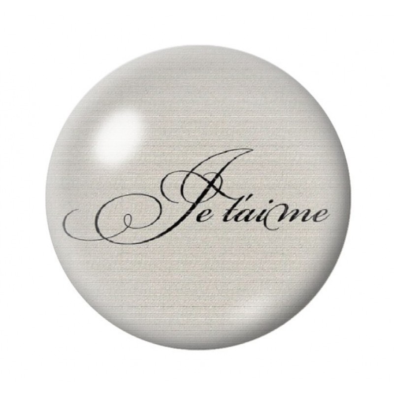 Cabochon en Verre Illustré "Je t'aime" Amour St Valentin 12 à 25mm