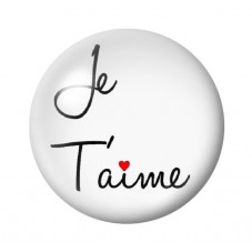 Cabochon en Verre Illustré "Je t'aime" Amour St Valentin 12 à 25mm pour la Création de Bijoux Fantaisie - DIY