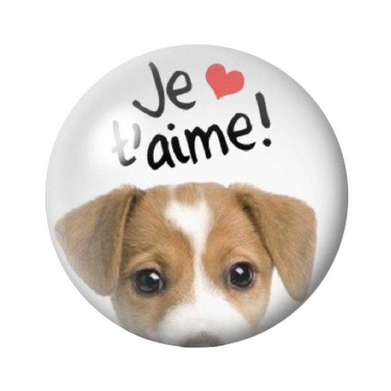 Cabochon en Verre Illustré "Je t'aime" Amour St Valentin 12 à 25mm