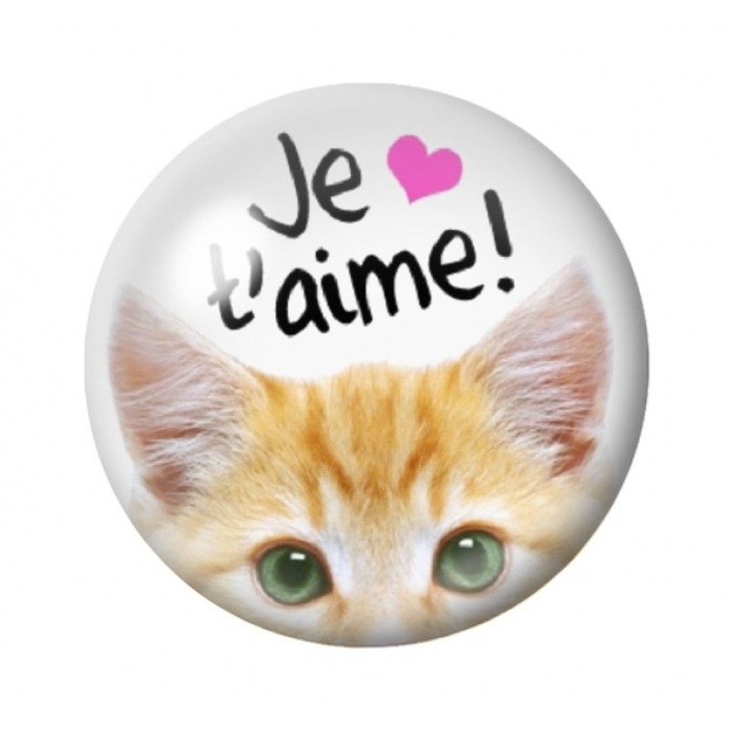 Cabochon en Verre Illustré "Je t'aime" Amour St Valentin 12 à 25mm