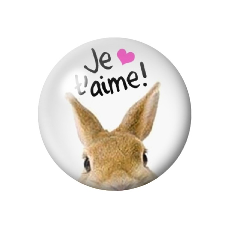 Cabochon en Verre Illustré "Je t'aime" Amour St Valentin 12 à 25mm