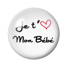 Cabochon en Verre Illustré "Je t'aime mon bébé" Amour St Valentin 12 à 25mm pour la Création de Bijoux Fantaisie - DIY