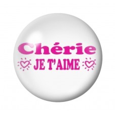 Cabochon en Verre Illustré "Chérie je t'aime" Amour St Valentin 12 à 25mm pour la Création de Bijoux Fantaisie - DIY