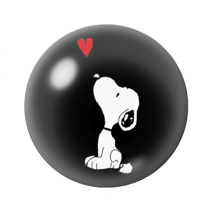Cabochon en Verre Illustré Snoopy Coeur Amour St Valentin 12 à 25mm