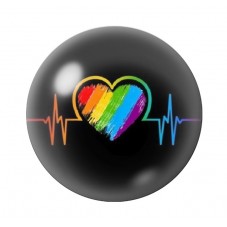 Cabochon en Verre Illustré Rythme Cardiaque Amour St Valentin 12 à 25mm pour la Création de Bijoux Fantaisie - DIY