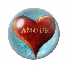Cabochon en Verre Illustré Coeur Amour St Valentin 12 à 25mm pour la Création de Bijoux Fantaisie - DIY
