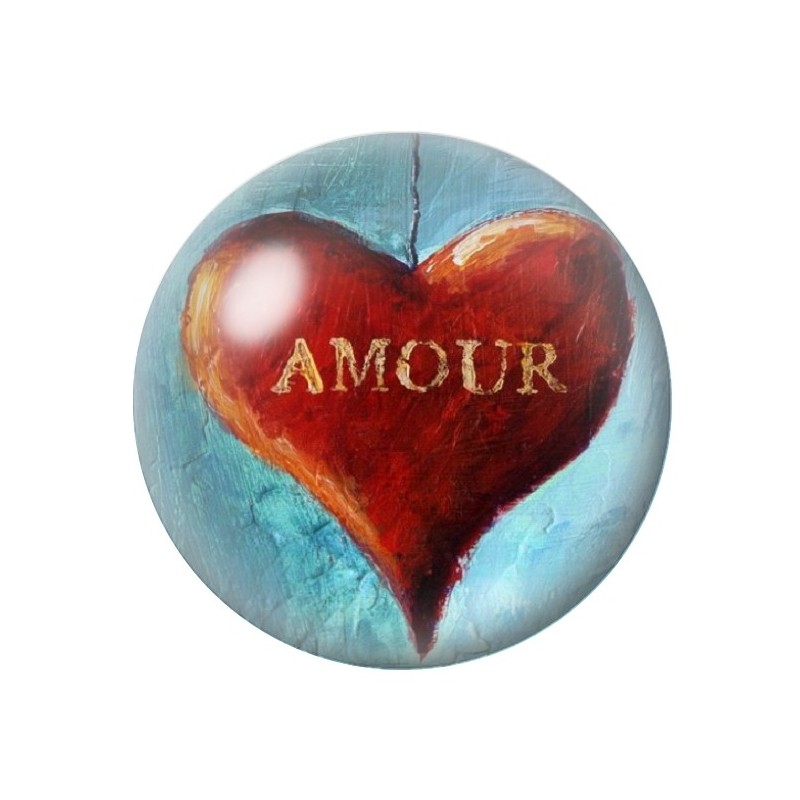 Cabochon en Verre Illustré Coeur Amour St Valentin 12 à 25mm