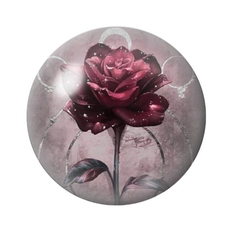 Cabochon en Verre Illustré Rose Amour St Valentin 12 à 25mm