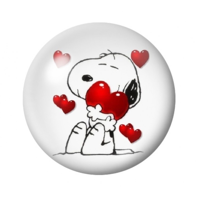 Cabochon en Verre Illustré Snoopy Coeurs Amour St Valentin 12 à 25mm