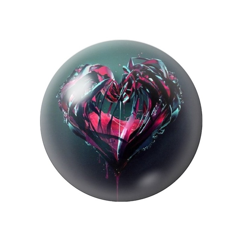 Cabochon en Verre Illustré Coeur Gothique Amour St Valentin 12 à 25mm