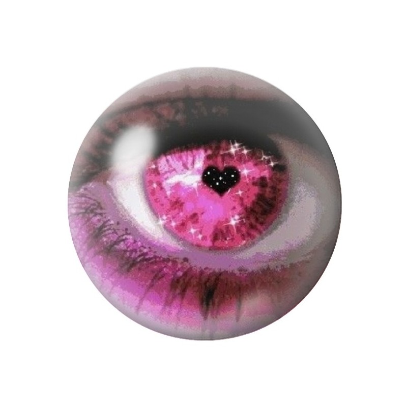 Cabochon en Verre Illustré Oeil Coeur Amour St Valentin 12 à 25mm