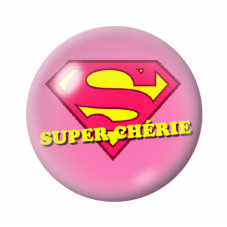 Cabochon en Verre Illustré "Super chérie" Amour St Valentin 12 à 25mm pour la Création de Bijoux Fantaisie - DIY