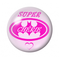 Cabochon en Verre Illustré "Super chérie" Amour St Valentin 12 à 25mm pour la Création de Bijoux Fantaisie - DIY