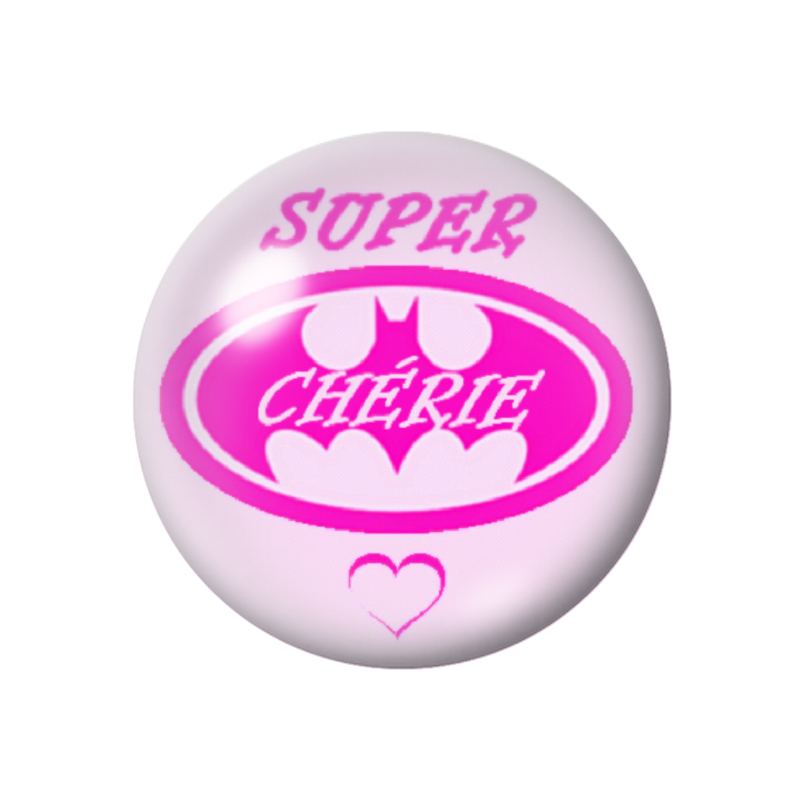 Cabochon en Verre Illustré "Super chérie" Amour St Valentin 12 à 25mm