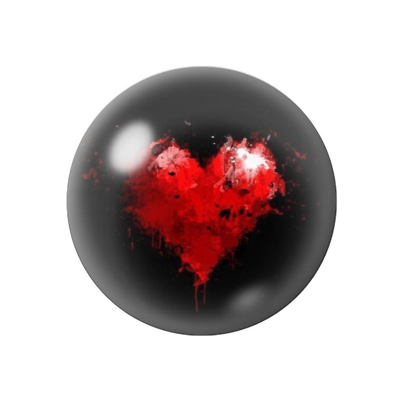 Cabochon en Verre Illustré Coeur Amour St Valentin 12 à 25mm