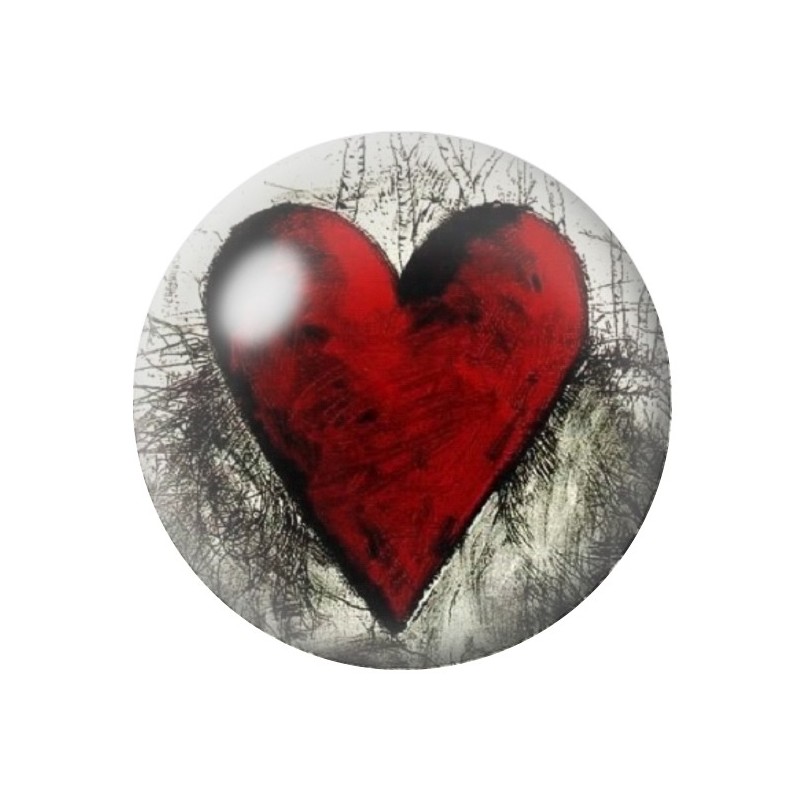 Cabochon en Verre Illustré Coeur Amour St Valentin 12 à 25mm