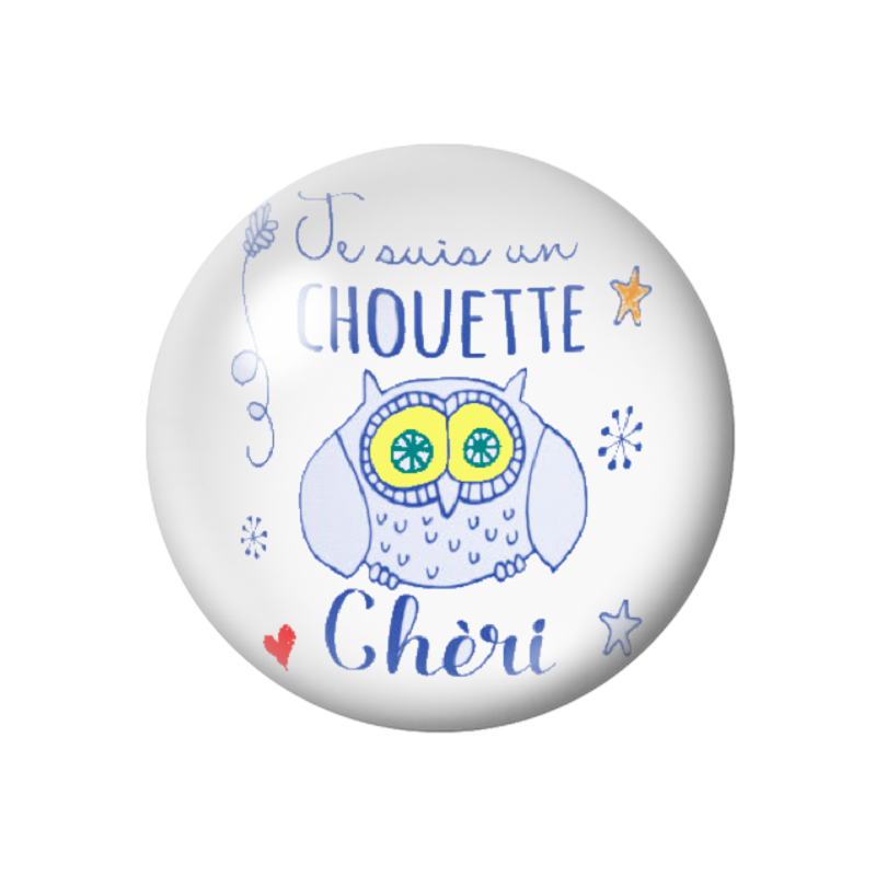 Cabochon en Verre Illustré "je suis un chouette chéri" Amour St Valentin 12 à 25mm