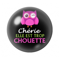 Cabochon en Verre Illustré "Chérie trop chouette" Amour St Valentin 12 à 25mm pour la Création de Bijoux Fantaisie - DIY
